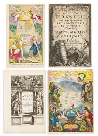 (TITLE PAGES.) Group of 10 seventeenth-and-eighteenth-century engraved allegorical atlas title pages.